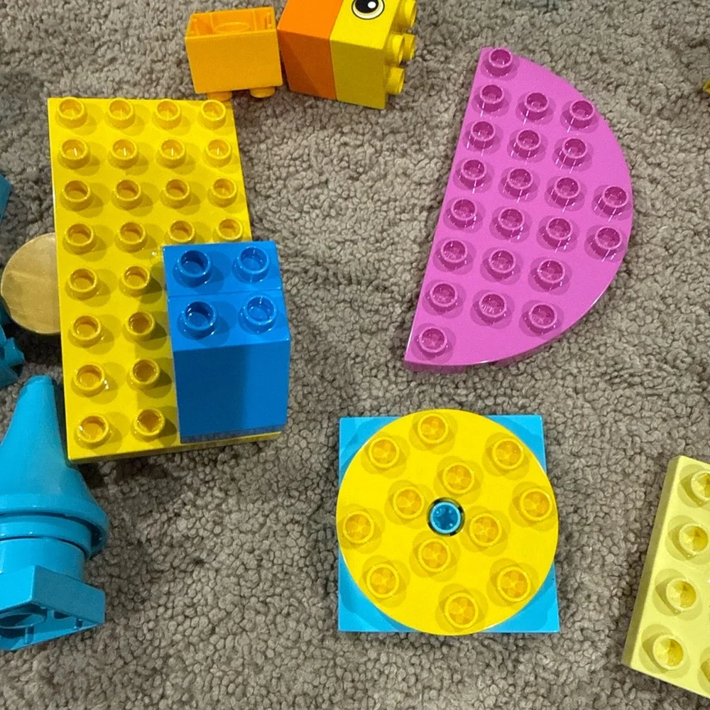 LEGO DUPLO 55 Pc Colorful Blocks Lot w Slide Wheels Number Pieces